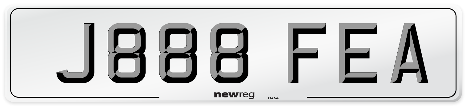J888 FEA Number Plate from New Reg